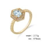 Natural sky-blue topaz hexagon ring - Image 3