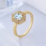 blue topaz hexagon ring