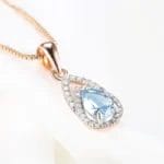 Sky-blue topaz waterdrop necklace - Image 4