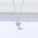 Natural blue-sky topaz eight-pointed star necklace - Image 5