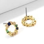circle colorful zirconia stud earring - Image 4