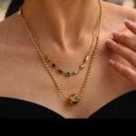 Round ball inlaid colorful zircon rice bead clavicle necklace - Image 5