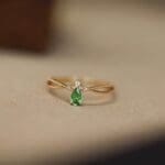 Green vintage drop two layer ring