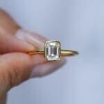 retangle moissanite ring with 18K gold plated S925 - Image 3