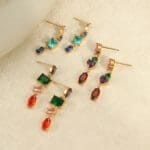 colorful zirconia drop earing
