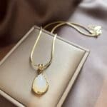 Natural white Jade drop Necklace