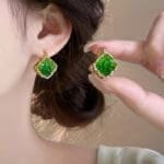 Natural Peridot square Stud Earring - Image 3