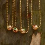 Round ball inlaid colorful zircon rice bead clavicle necklace - Image 4