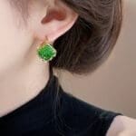 Natural Peridot square Stud Earring - Image 2