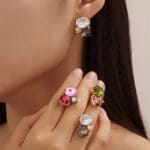 Square zircon contracte- color earrings - Image 2