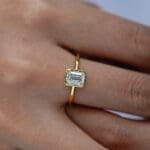retangle moissanite ring with 18K gold plated S925 - Image 2