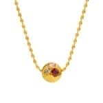 Round ball inlaid colorful zircon rice bead clavicle necklace - Image 3