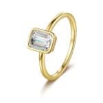 retangle moissanite ring with 18K gold plated S925