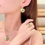 Antique Peacock Green Opal Heart Gemstone set - Image 6