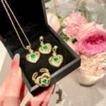 Antique Peacock Green Opal Heart Gemstone set - Image 7